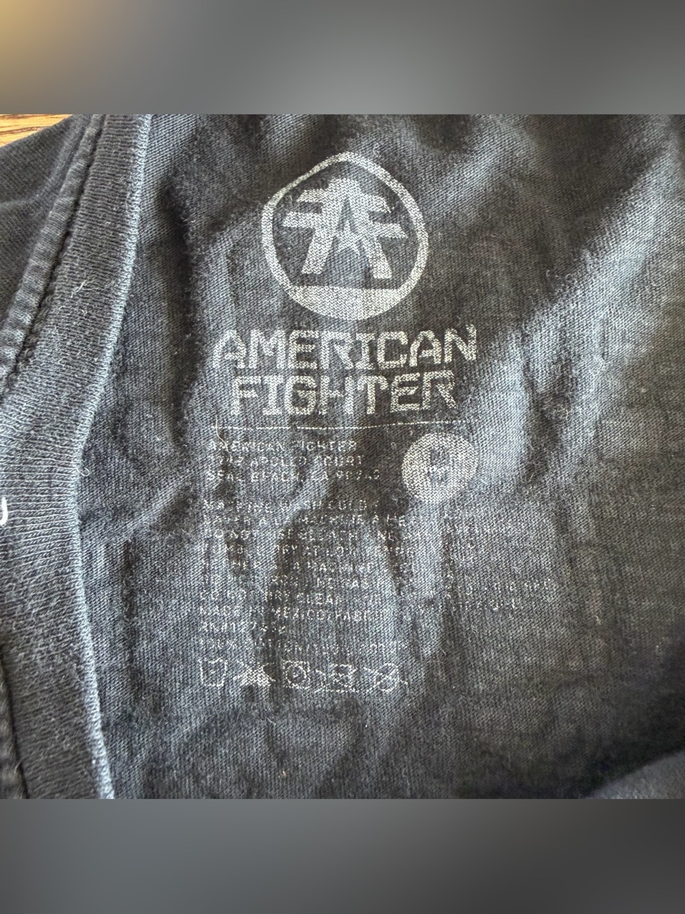 American Fighter Black Tee with White Logo Print - Picture 3 of 8